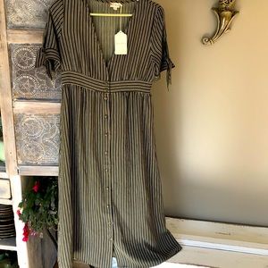 hem & thread Olive Stripe Midi Dress